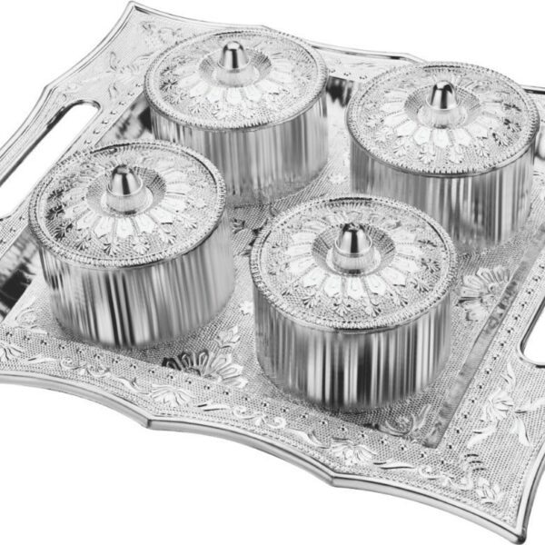Dry Fruit Air Tight Bowls Tray with Lids 4 Section Snacks Mukhvas Dani