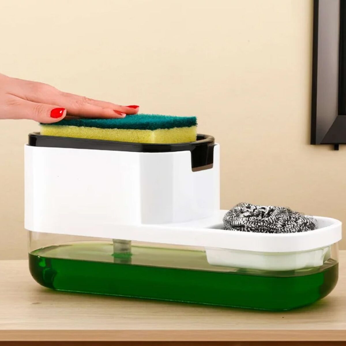 2 in 1 Plastic Dish Soap Liquid Dispenser Sponge Holder (1 Set) - Image 8