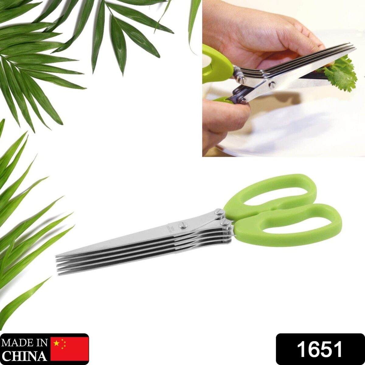 MULTIFUNCTION VEGETABLE STAINLESS STEEL HERBS SCISSOR WITH 5 BLADES - Image 2
