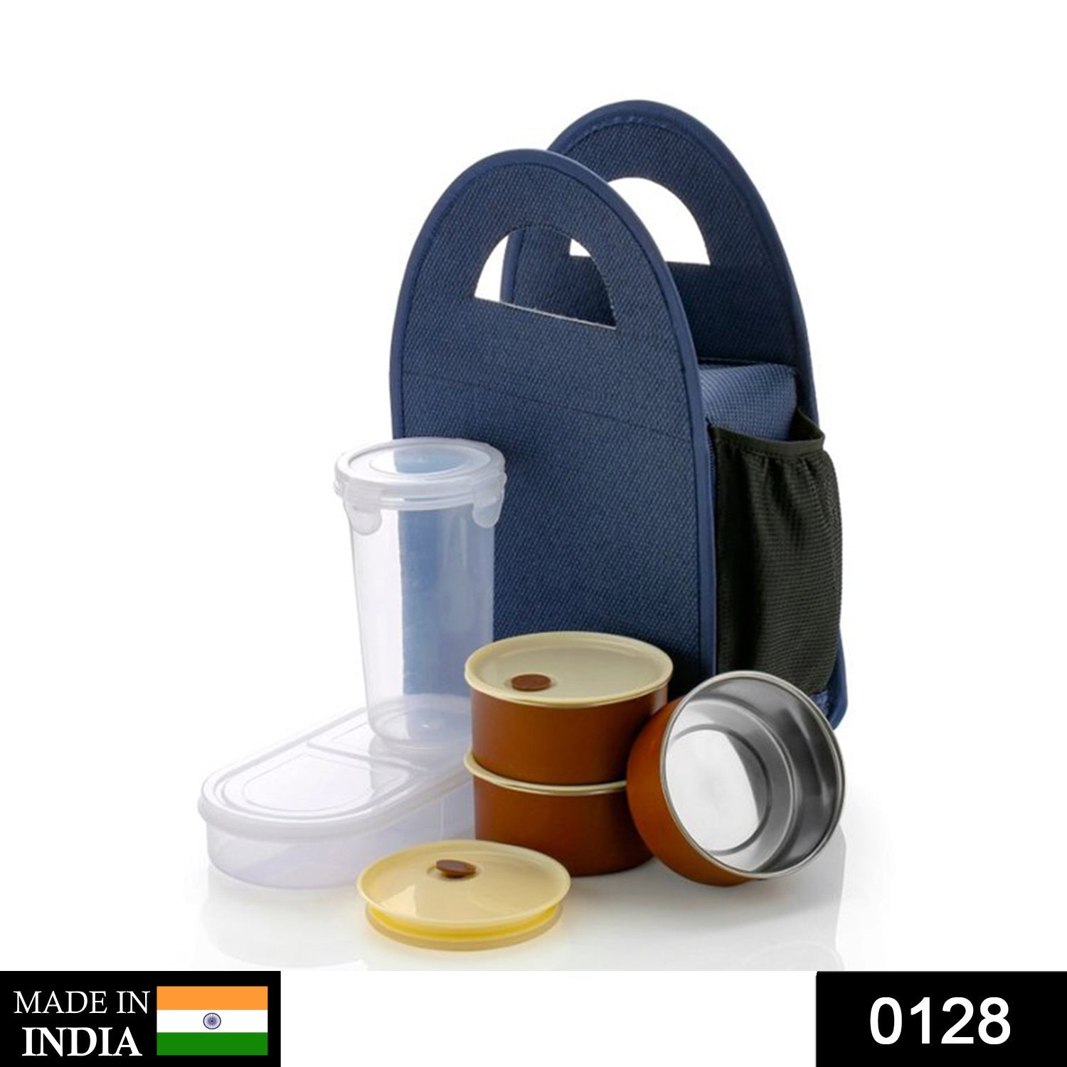 0128.jpg Steel Lunch Box Set (4 pcs, Black) - Image 2