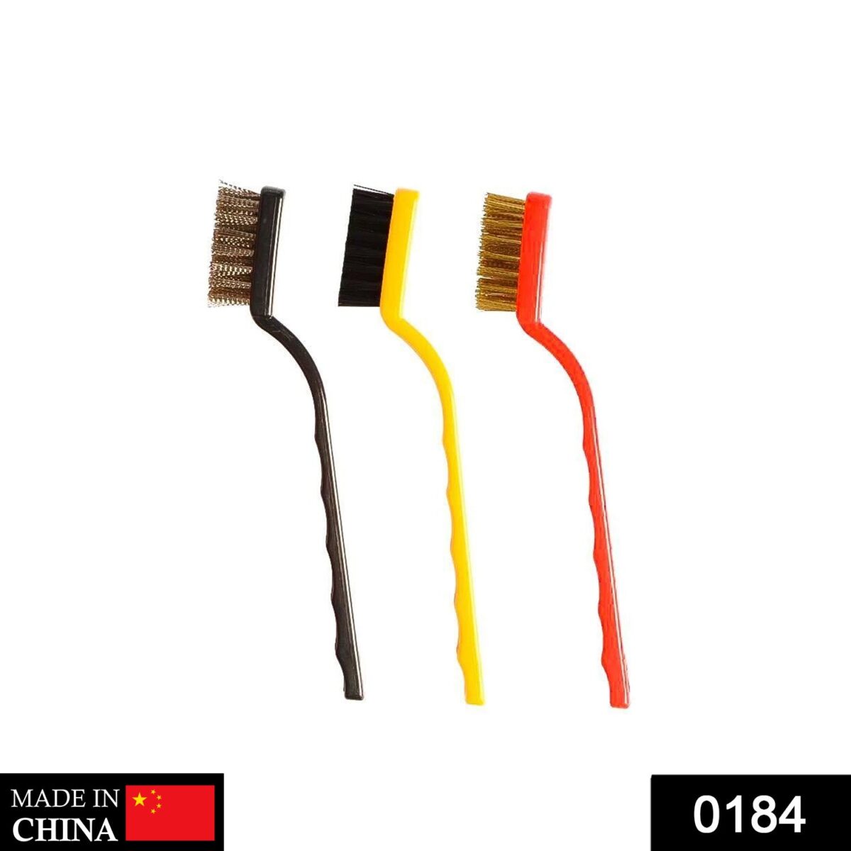 3 Pc Mini Wire Brush Set for cleaning (Brass, Nylon, Stainless Steel Bristles) - Image 3