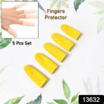 Finger Caps, Silicone Finger Protectors Sleeves (Finger Cots / 5 Pcs Set / yellow) - Image 2