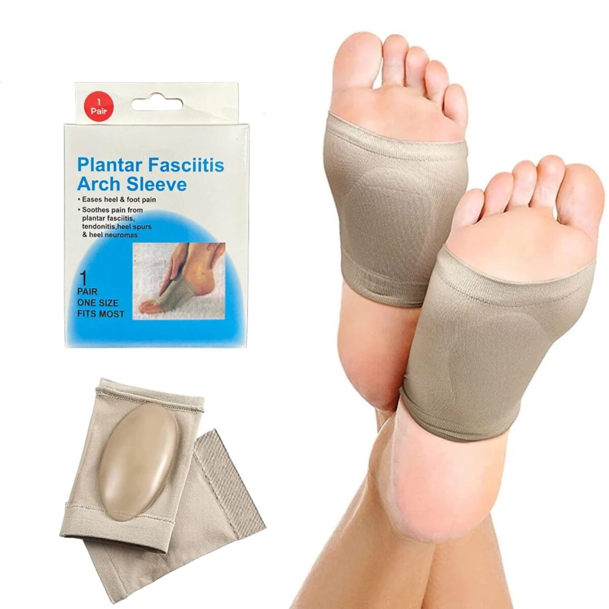 Foot Arch Support for Men & Women | Medial Arch Support for Flat Feet Correction Sleeve with Cushion | Plantar Fasciitis Leg Foot Pain Relief Product | Foot Care for Orthopedic Shoes Slippers, (1 Pair) - Image 1