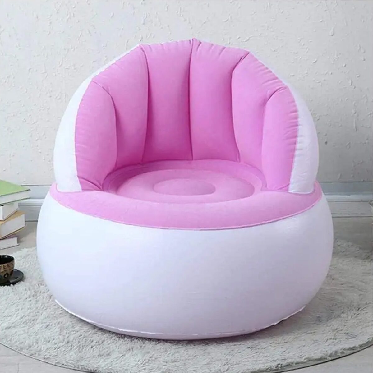 Kids inflatable sofa chair with backrest & Foot Air Pump with Hose (1 Set / 85x74 Cm Approx) - Image 1
