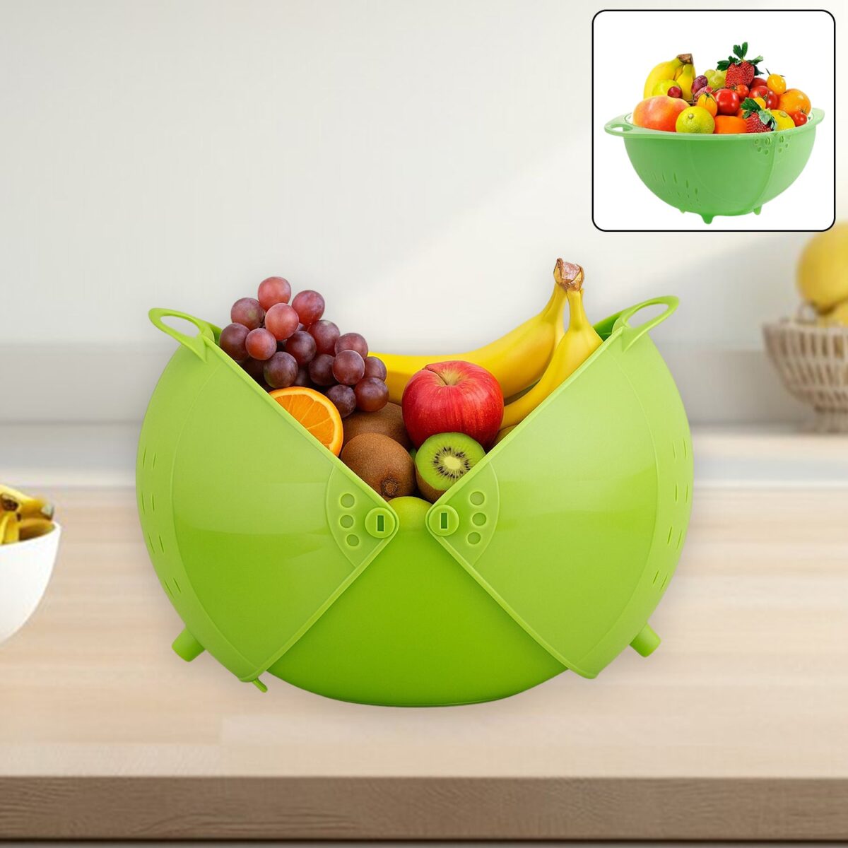 Apex Smart Basket 3in1 Multiuse Fruit And Vegetable Bowl  (1 Pc / Mix Color) - Image 1