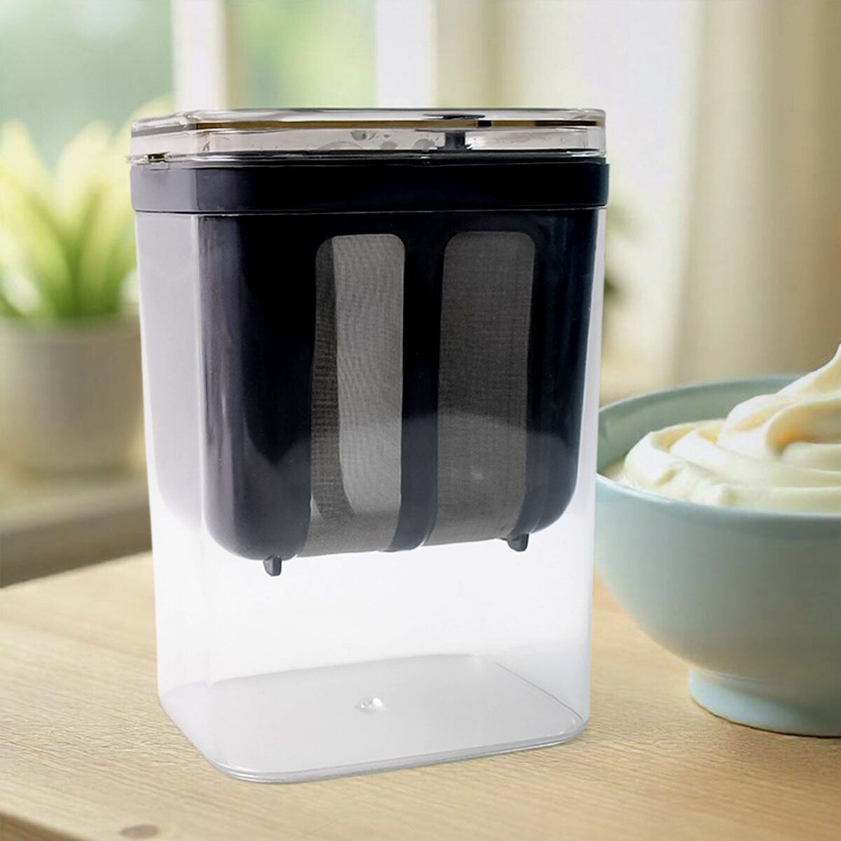 2 in 1 Yogurt Strainer with Storage Box Ã¢â‚¬â€œ 1400ml (Plastic + Steel) - Image 4