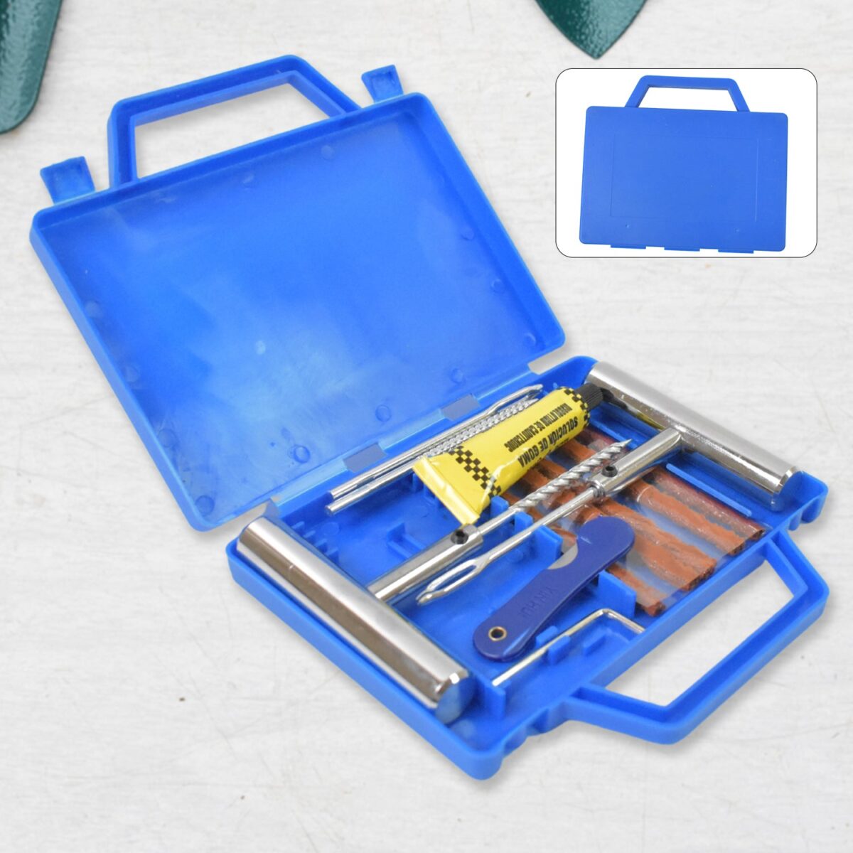 Portable Tire Repair Kit Tyre Repairing Tool Set with Box (13 Pcs Set) - Image 1