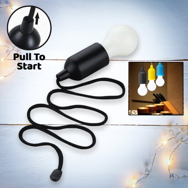 LED Pull Cord Light â€“ Hanging Black LED Bulb (1 Pc)