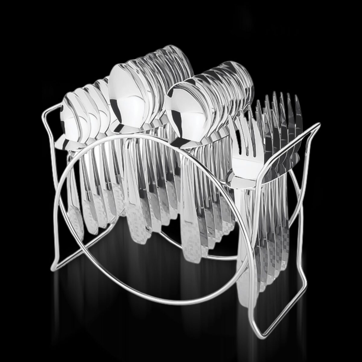 Stainless Steel Cutlery Set with Elegant Storage Stand (24 Pc) - Image 1