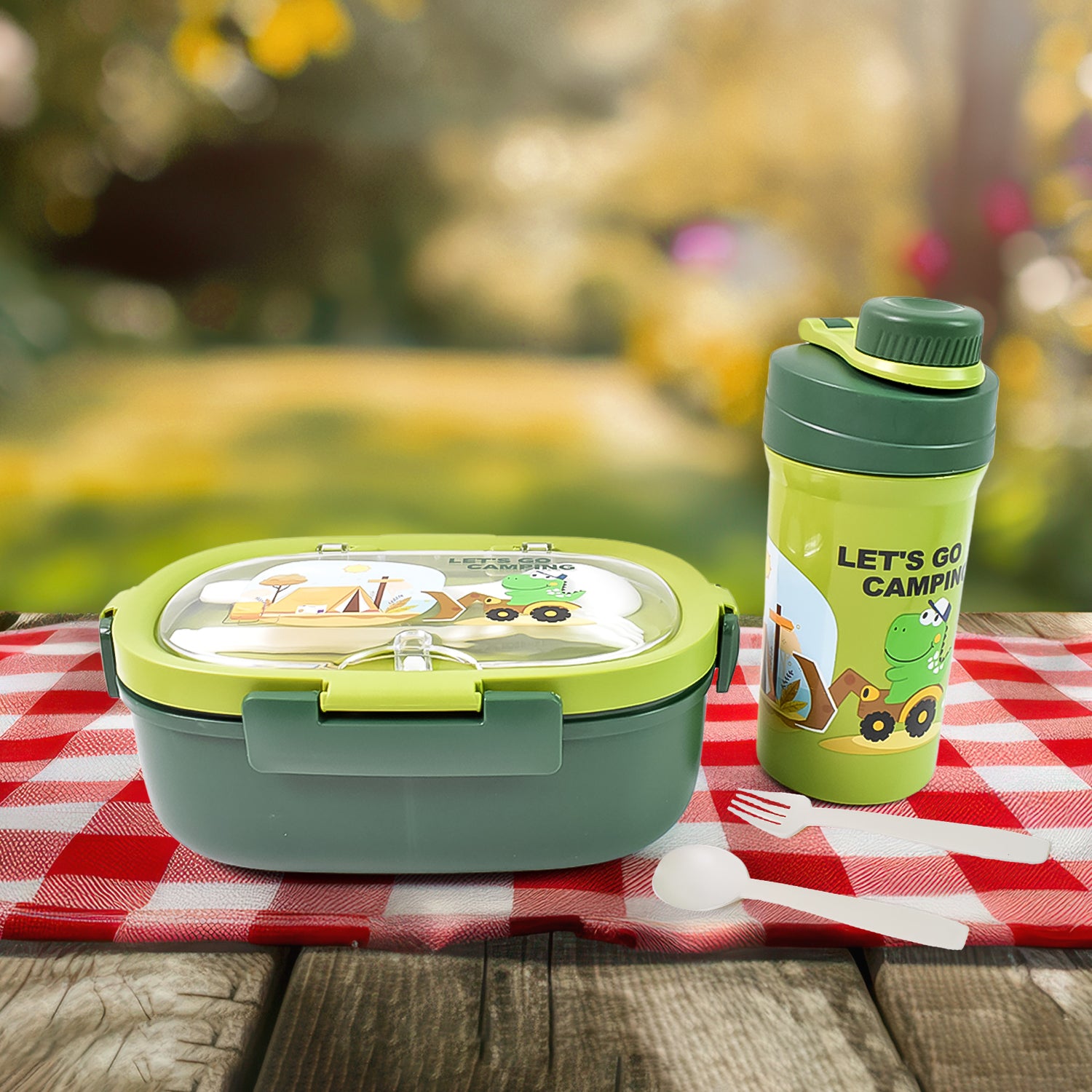 01_12a2014c-3733-47c3-8dc9-ca7d9e9d2744.jpg Plastic Lunch Box Leak Proof 3 Compartment with Bottle, Spoon and Fork (1 Set) - Image 1