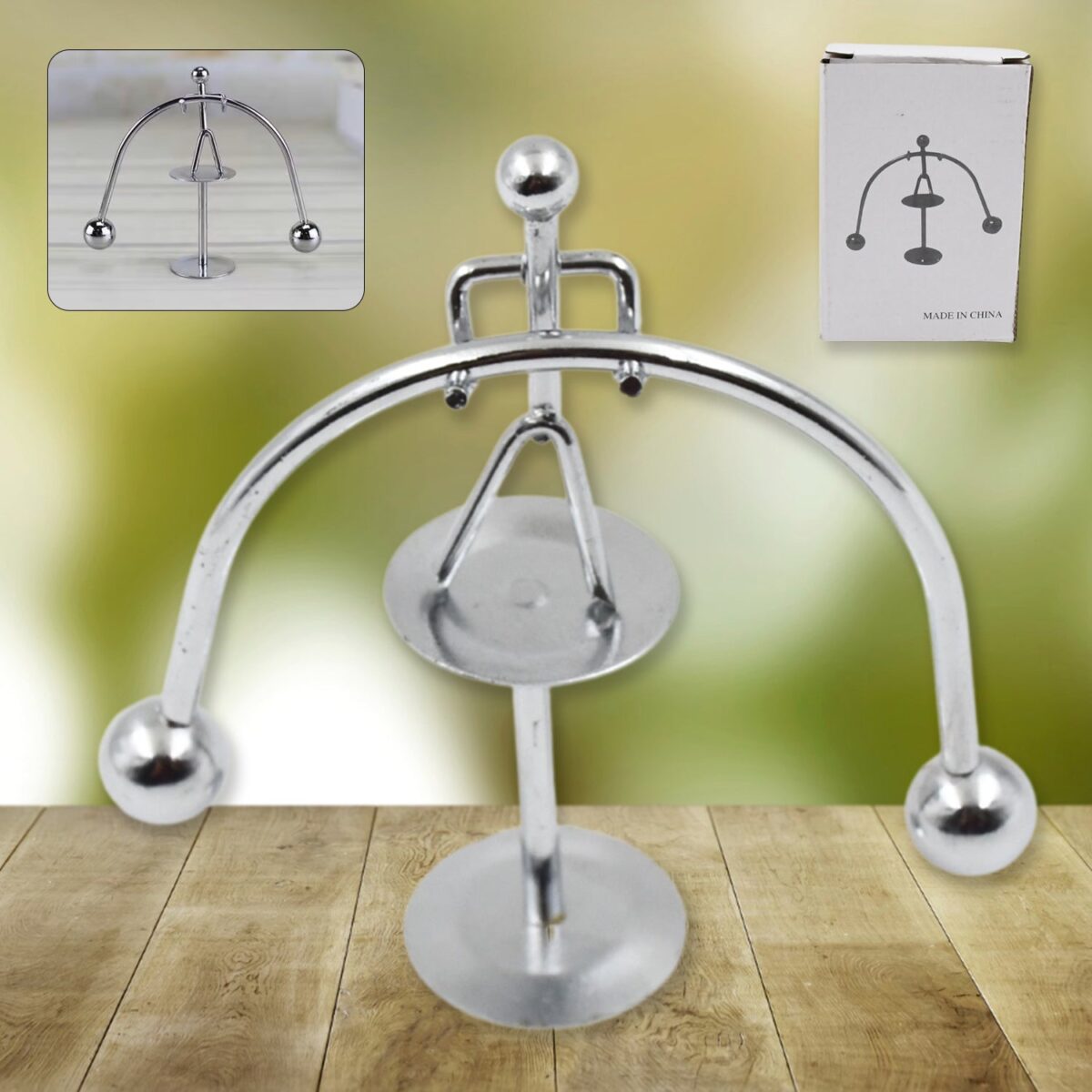 Mini Steel Balance Toy (1 Pc): Desk Decor, Perpetual Motion, Physics Toy - Image 1