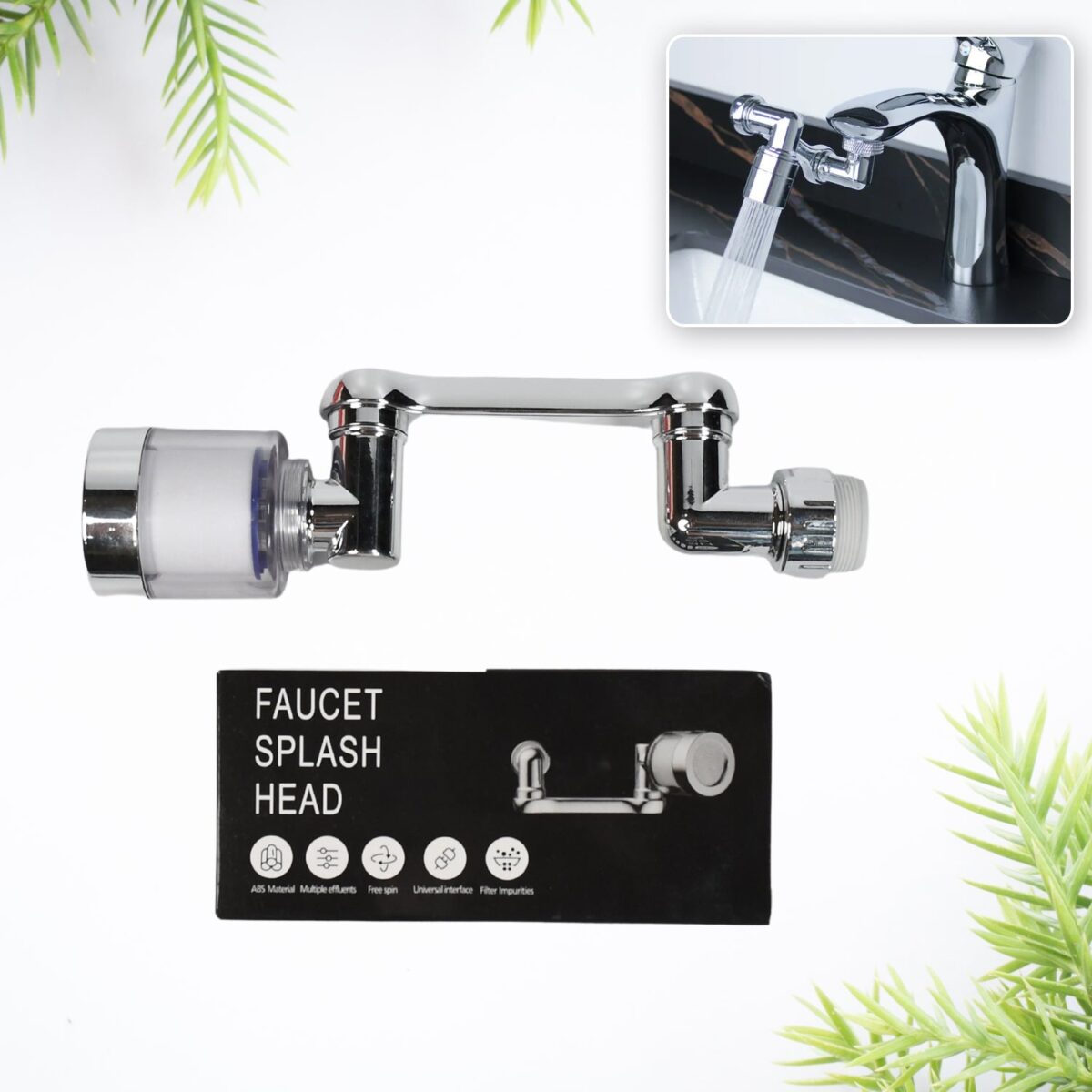 Rotating Splash Filter Faucet Sprayer Head Double O-ring Design For Bathroom Kitchen - Image 1