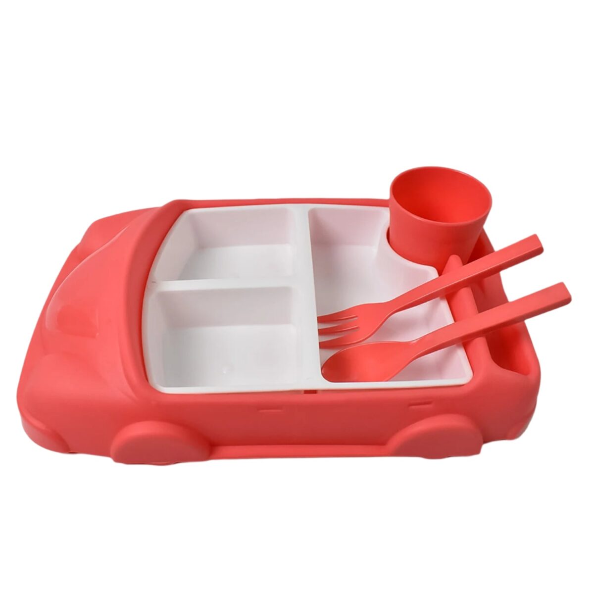 Kid's Car Shaped Plates Cup / Lunch Box Dinnerware Set (4 Pcs Set / 1000 ML Lunch Box) - Image 5