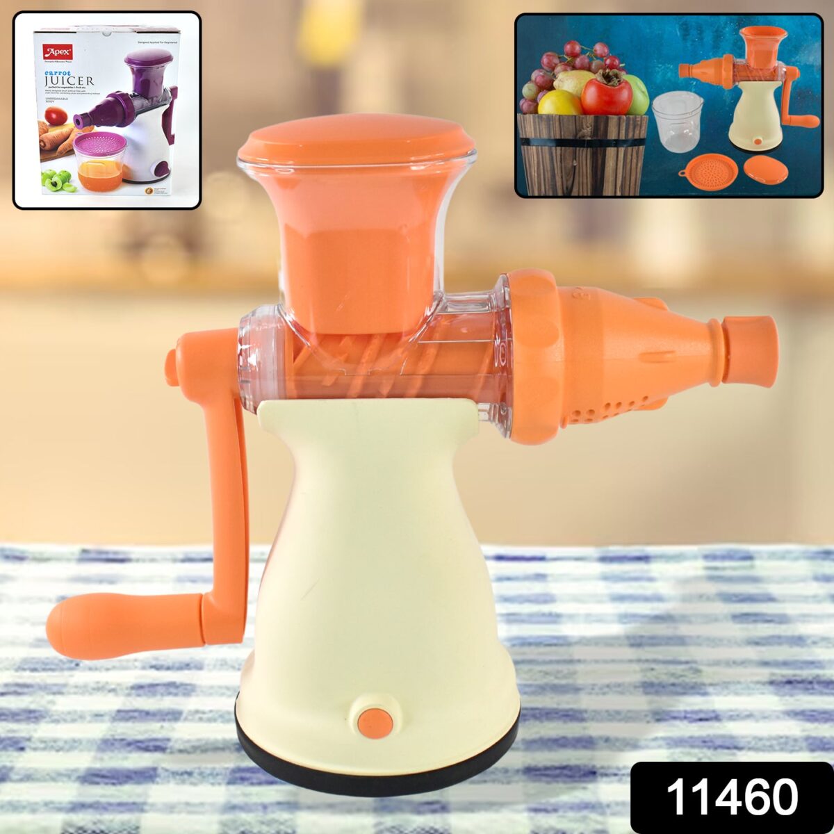 Apex Manual Carrot and Fruit Juicer Ã¢â‚¬â€œ Heavy-Duty (1 Pc With Glass) - Image 2