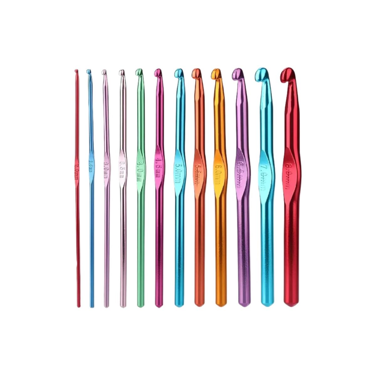 Aluminium Multicolor Knitting Needles, Crochet Kit (12 Pcs Set) - Image 1