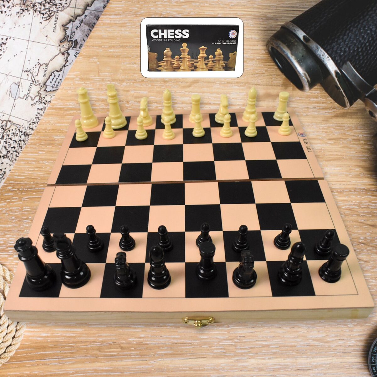 Folding Wooden Chess Board Set (30 Ãƒâ€” 30 Cm / 1 Set) - Image 1