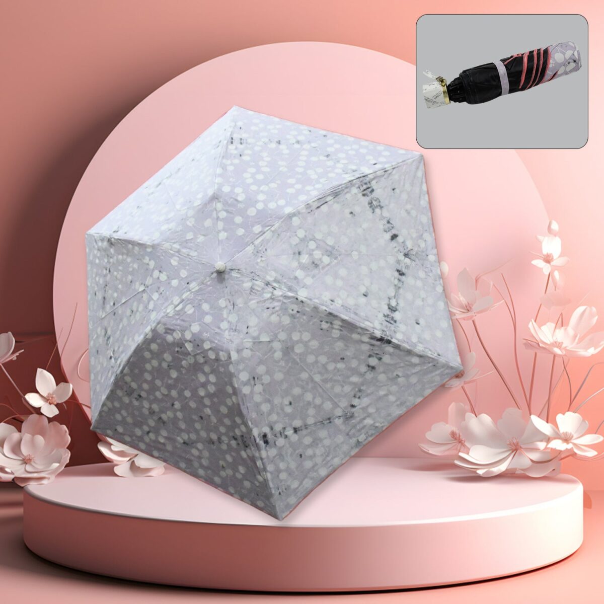 2 Fold Sun Protective Solid Foldable Outdoor Umbrella,Ã‚Â Portable Sun,Ã‚Â UV Protection LightweightÃ‚Â Rain Umbrella With Umbrella CaseÃ‚Â For Girls, Women, Men, Boys - Image 1
