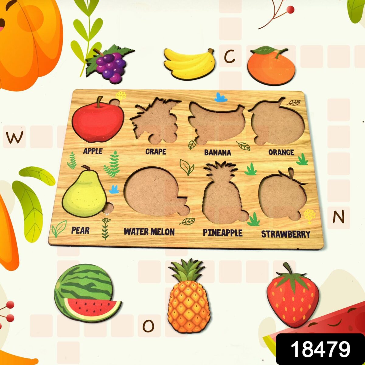 Wooden Fruits Puzzle Learning Educational Board (1 Set / 28Ãƒâ€”20 Cm) - Image 2
