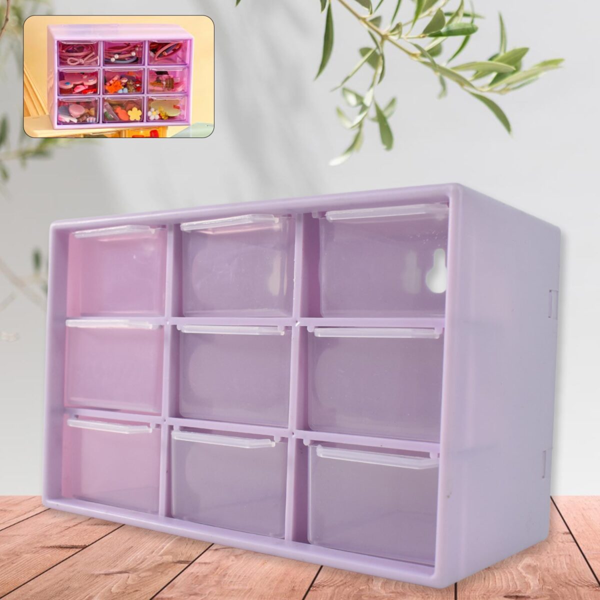 Plastic Compact Drawer Organizer for Jewellery (9 Compartment) - Image 1