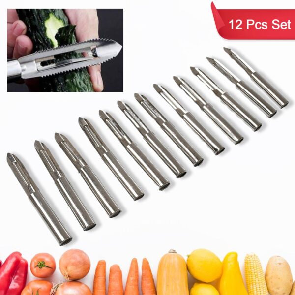 Stainless Steel Peeler Set â€“ Multi-Purpose Handle for Peeling & Shredding (12 Pcs Set)