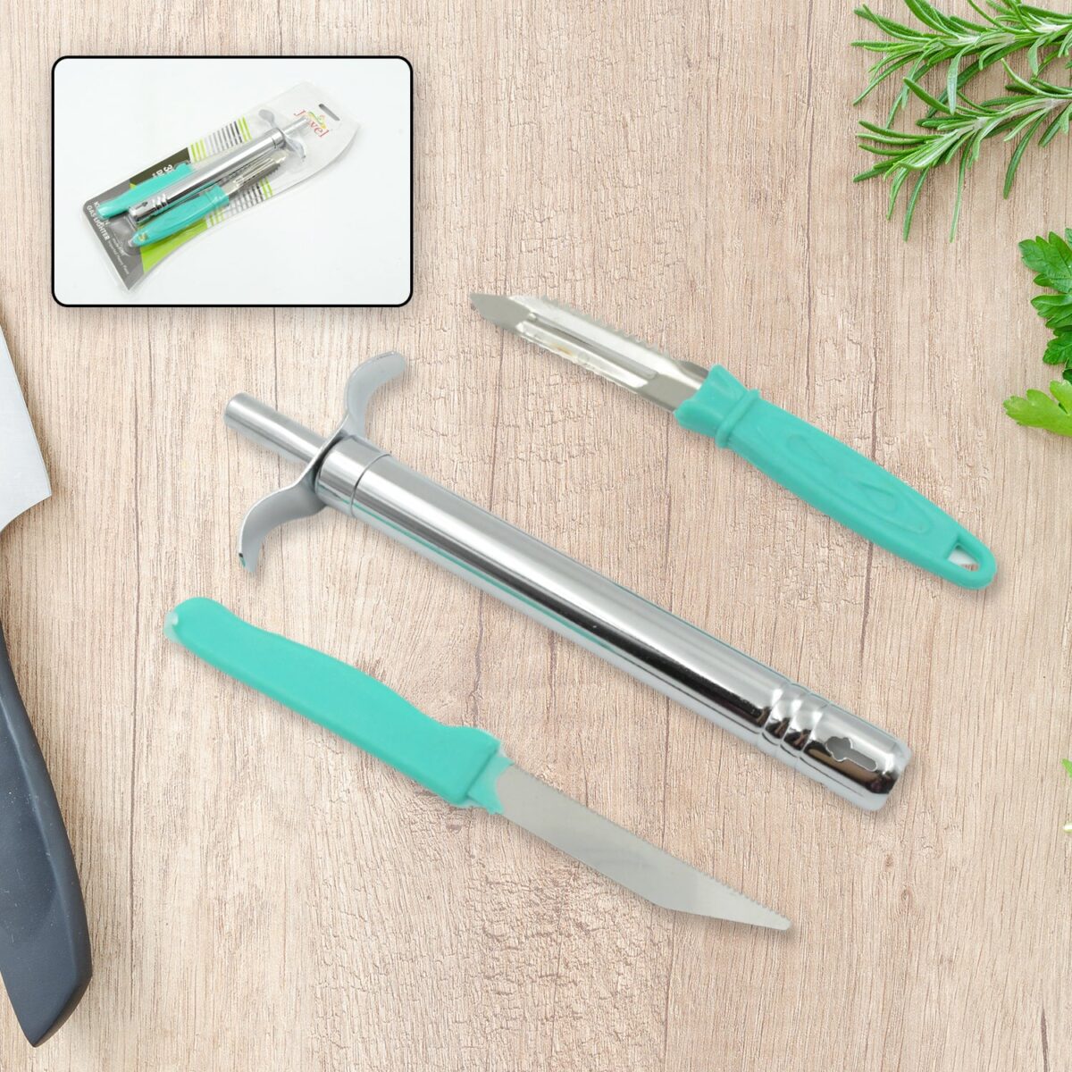 3-in-1 Kitchen Combo: Lighter, Stainless Steel Knife & Peeler - Image 1