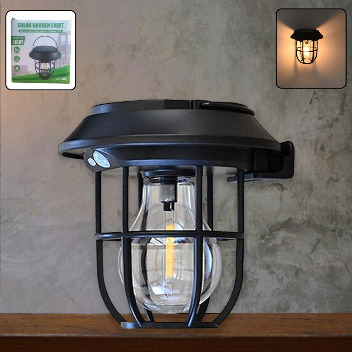 Solar Lantern Wall Lights Fixtures with Motion Sensor (1 Pc) - Image 1