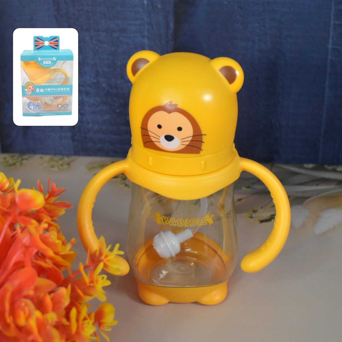 Baby Feeding Bottle with Handles & Straw (Mix Design, Size & Color / 1 Pc) - Image 8