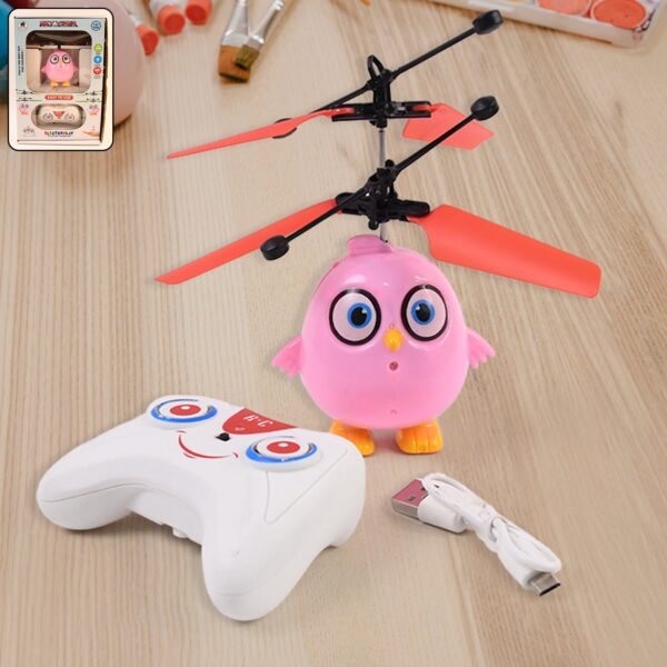Electroplay Flying Bird RC Toy with LED & Remote Control â€“ Pink Owl Design (1 Set)