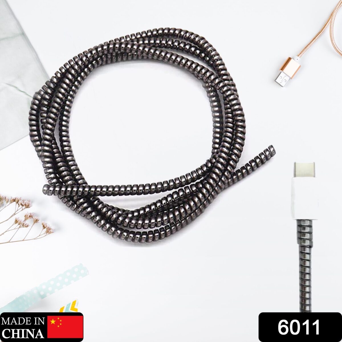Metallic Cable Protector for Cords & Headphones (Spiral Wrap) - Image 2