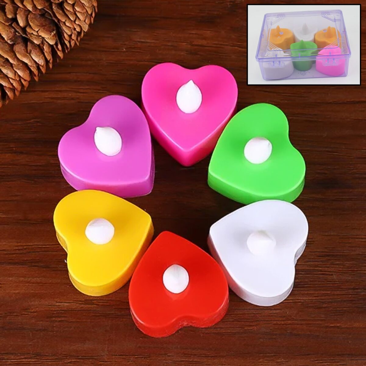 LED Tealights, Smokeless Plastic Decorative Candles (Pack Of 6 / Multicolor) - Image 1