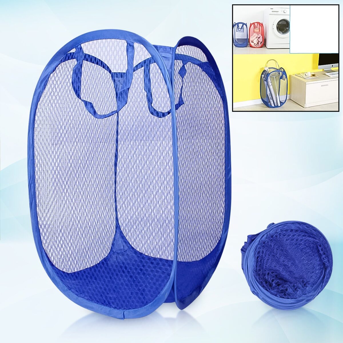 Foldable Collapsible Mesh Laundry Bag Pack Of 1 (Mix Color) - Image 1
