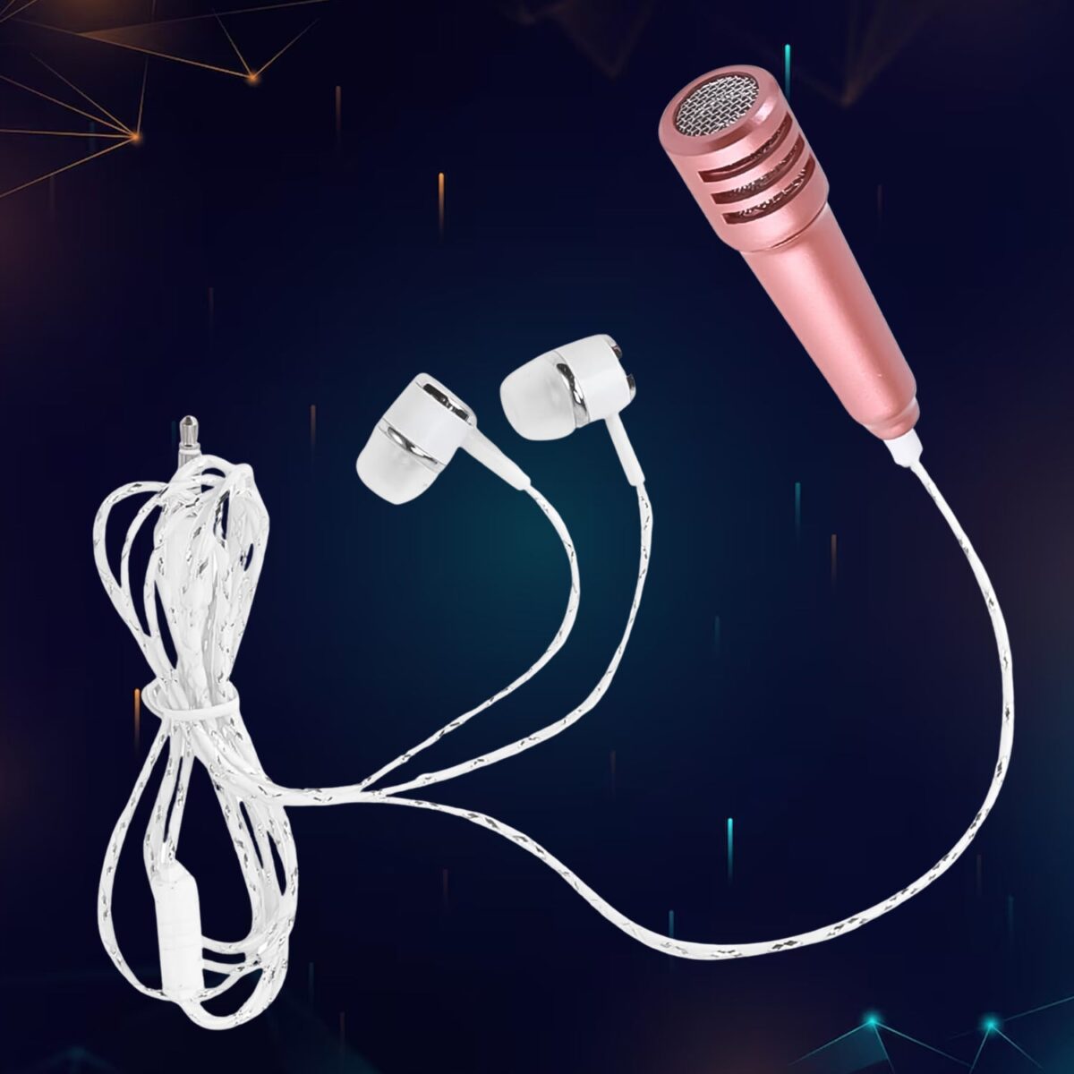Mini Microphone Mic with Earphone for Voice Recording, Mike Mic Microphone with Handsfree for Mobile Computer, Headphone Handfree Earphone Usb Microphone Vocal Gift Miniature Children (1 Pc) - Image 1