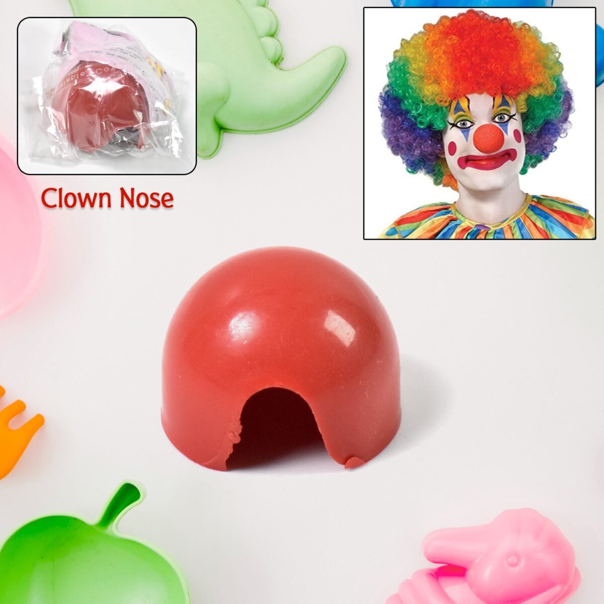 Small Plastic Joker Clown Nose toy (1 Pc / Mix Color & Design) - Image 1