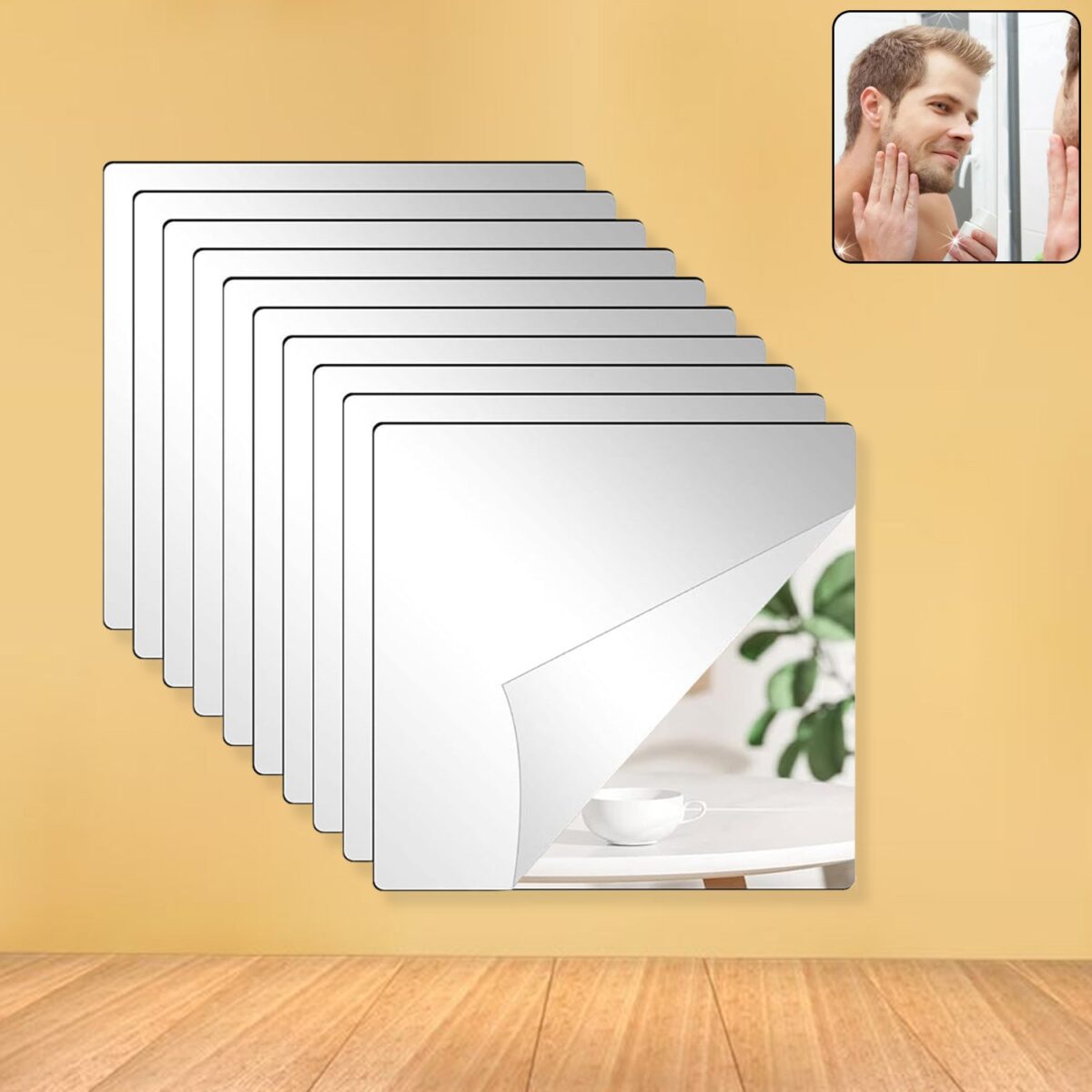 Flexible Acrylic Mirror Set (30x30 cm & 10 Pcs Set) - Image 1