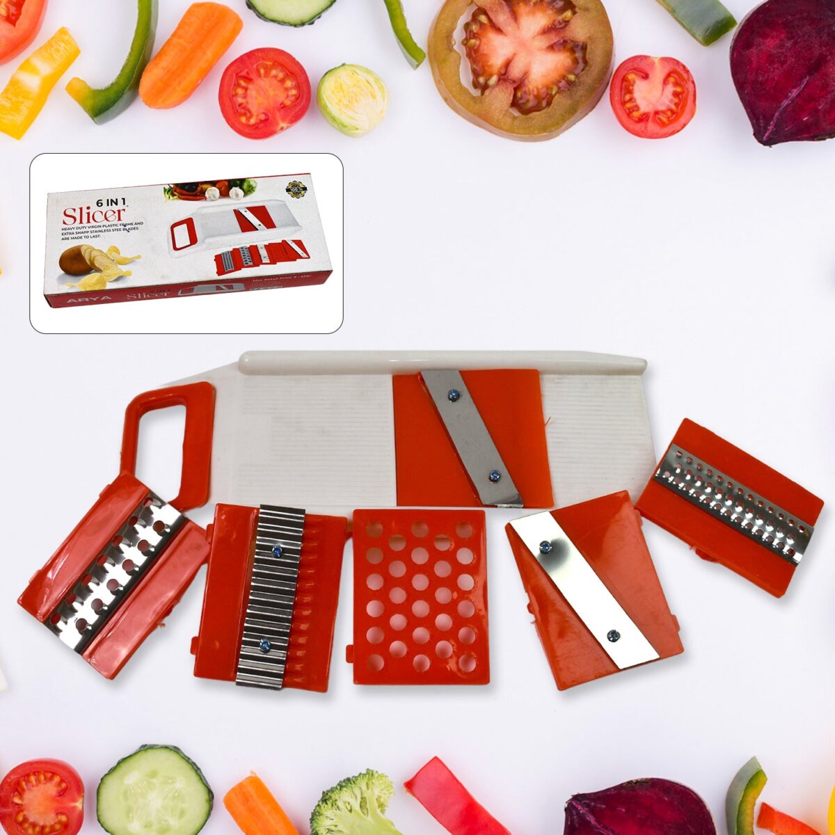 Plastic 6 in 1 Vegetables Slicer, Cutter and Fruit Dicer Grater (1 Set) - Image 1