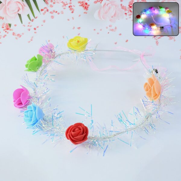 LED Flower Crown Headband â€“ Multicolor Light-Up (1 Pc), Hair accessories