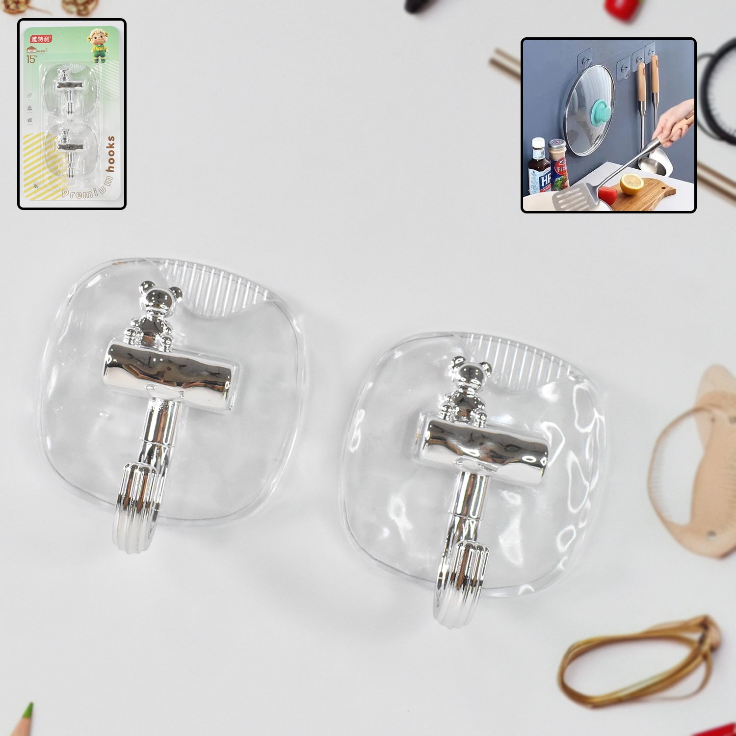 01_4959e9ec-4b52-4b4d-953d-e254398ebea6.jpg Large Plastic Self Adhesive Wall Hooks (2 Pc) - Image 1