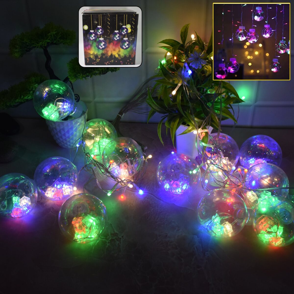 12  Wish Balls Window Curtain String Lights with 8 Flashing Modes Decoration for Home Decoration, Diwali & Wedding LED Christmas Light Indoor and Outdoor Light ,Festival Decoration (Plastic, Multi Color) - Image 1
