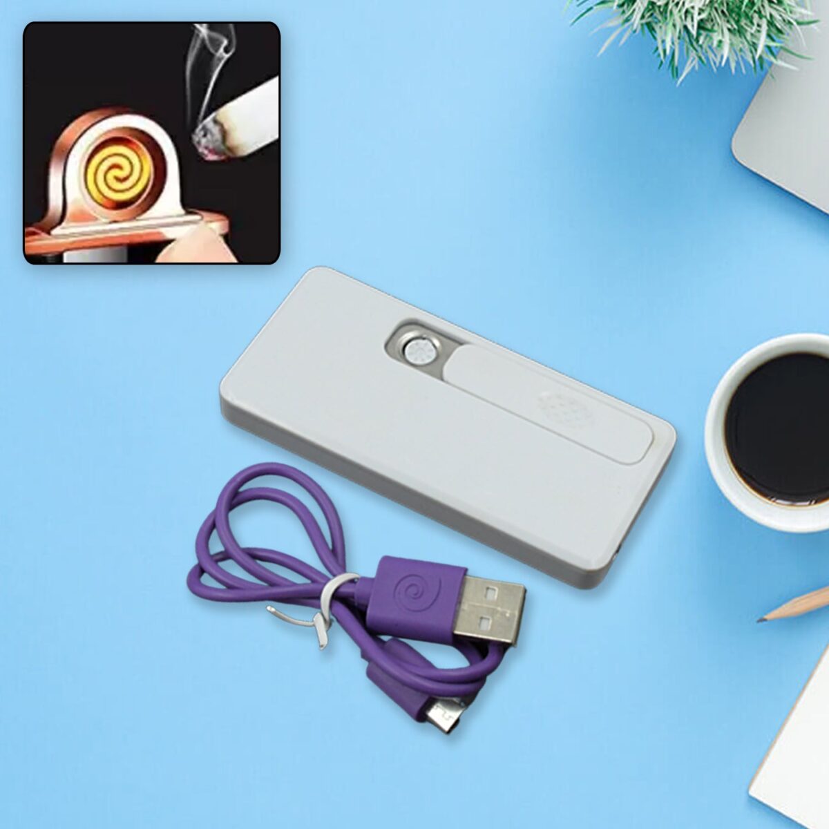 Stylish Electric USB Lighter for Men & Women (Rechargeable, Windproof) - Image 1