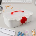 3-Compartment First Aid Box - Portable Medicine Storage with Detachable Tray & Transparent Lid - Image 3