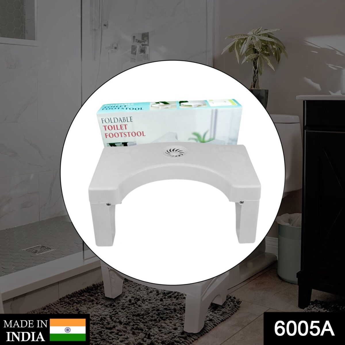 Plastic Non-Slip Folding Toilet Squat Stool - White Color - Image 2