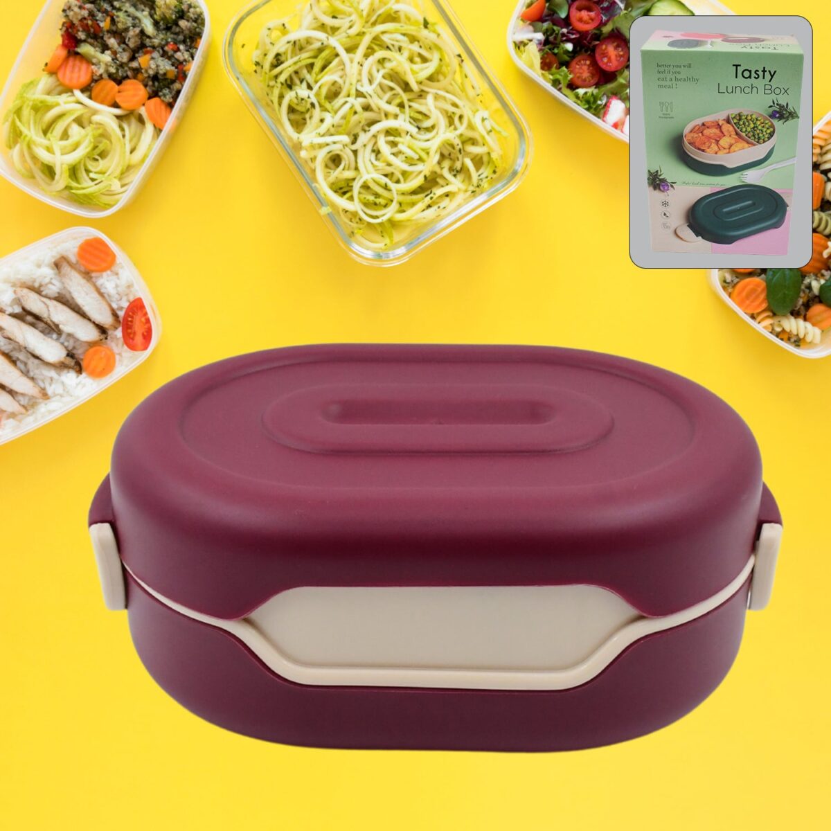Airtight Food Grade Tiffin Box with 2 in 1 Spoon And 2 Compartment - Image 1