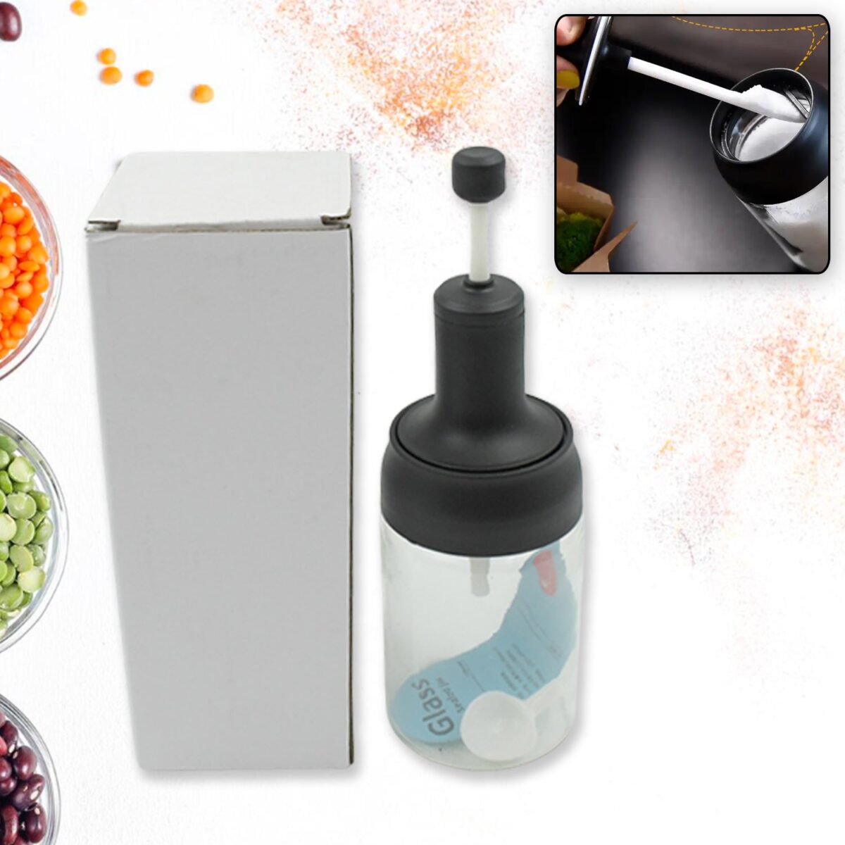 All-in-One Seasoning Jar: Heat-Resistant Glass with Spoon (1 Pc) - Image 7