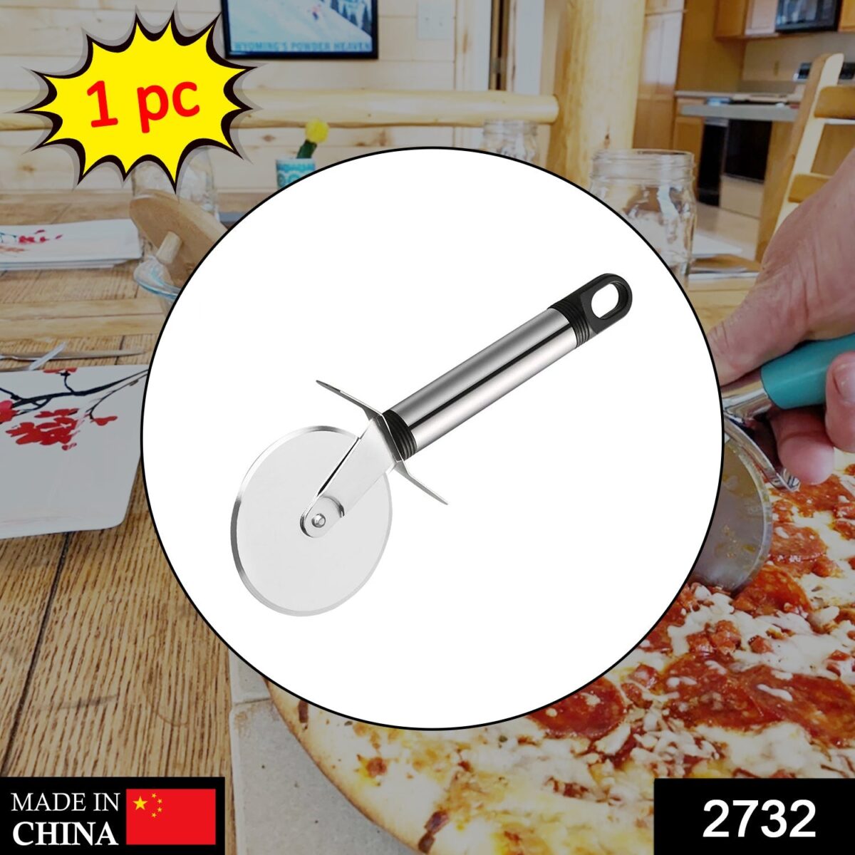 Stainless Steel Pizza Cutter, Pastry Cake Slicer, Sharp, Wheel Type - Image 2