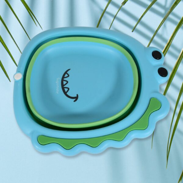 Frog Shape Foldable Baby Wash Basin, Space-Saving Lightweight Face Washing Tub (33Ã—31cm / 1 Pc)