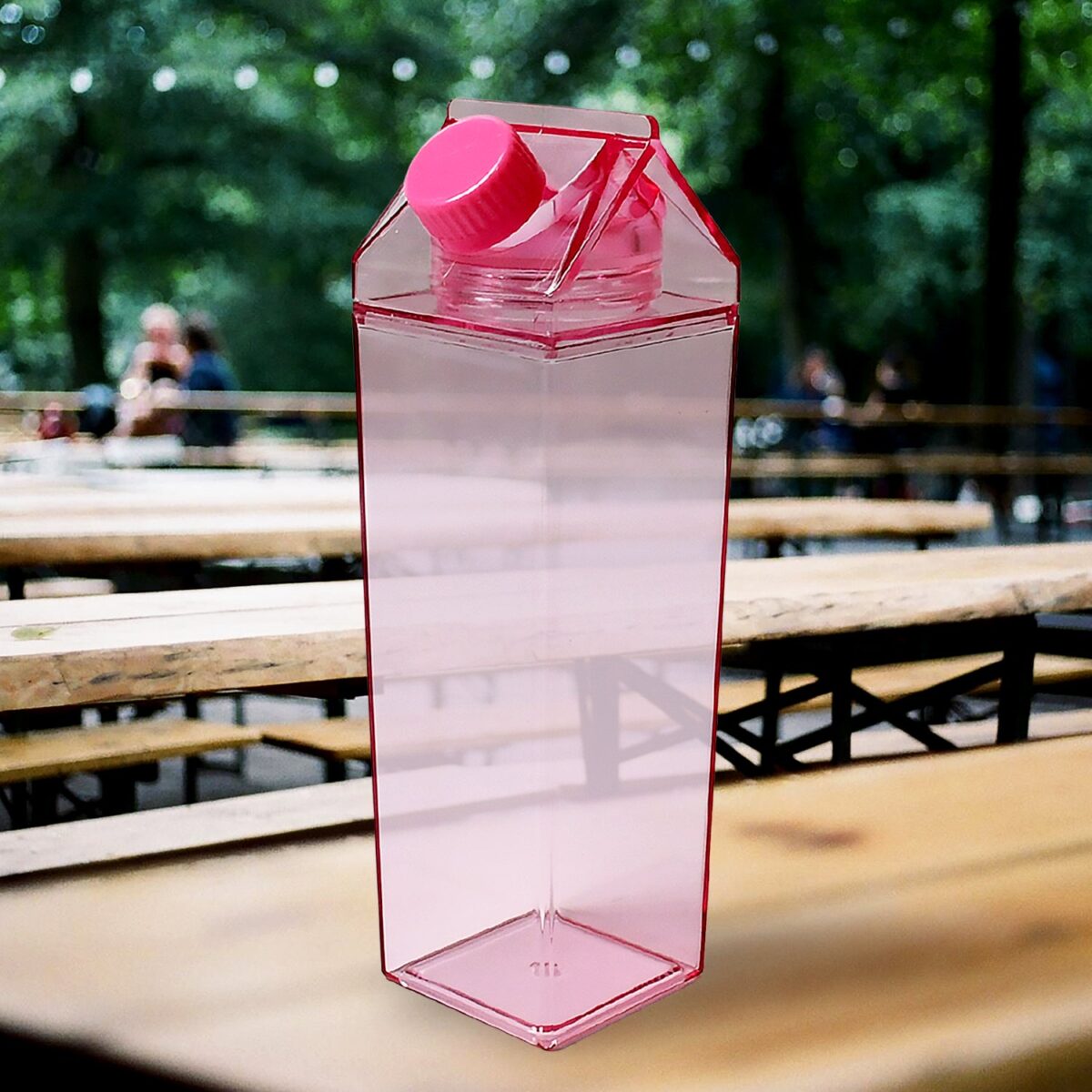 Plastic Milk Carton Colorful Clear Water Bottle, 17 Oz Portable Milk Box Leakproof Square Juice Bottle for Outdoor Sports Travel Camping - Image 1