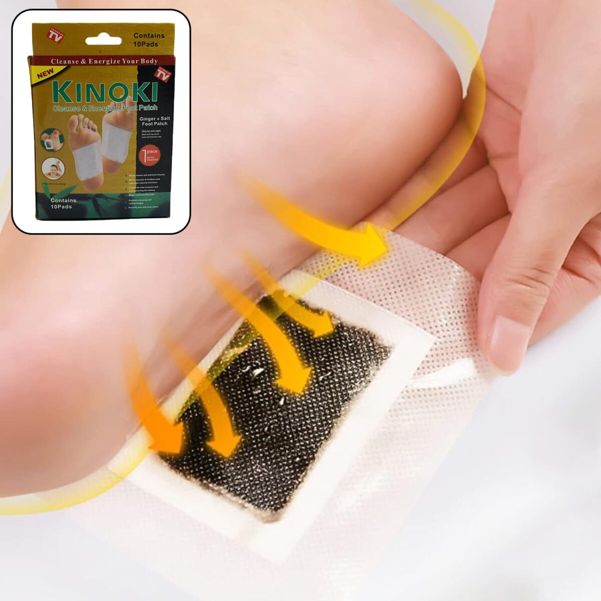 kinoki Cleansing Detox Foot Pads, Ginger & salt Foot Patch -10pcs (Free Size, White) - Image 2