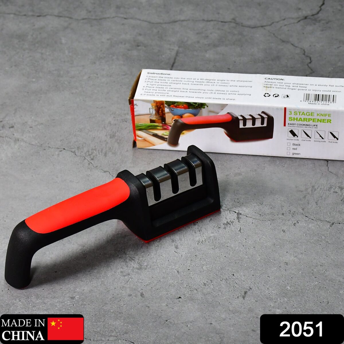Manual Red Knife Sharpener 3 Stage Sharpening Tool for Ceramic Knife and Steel Knives. - Image 2