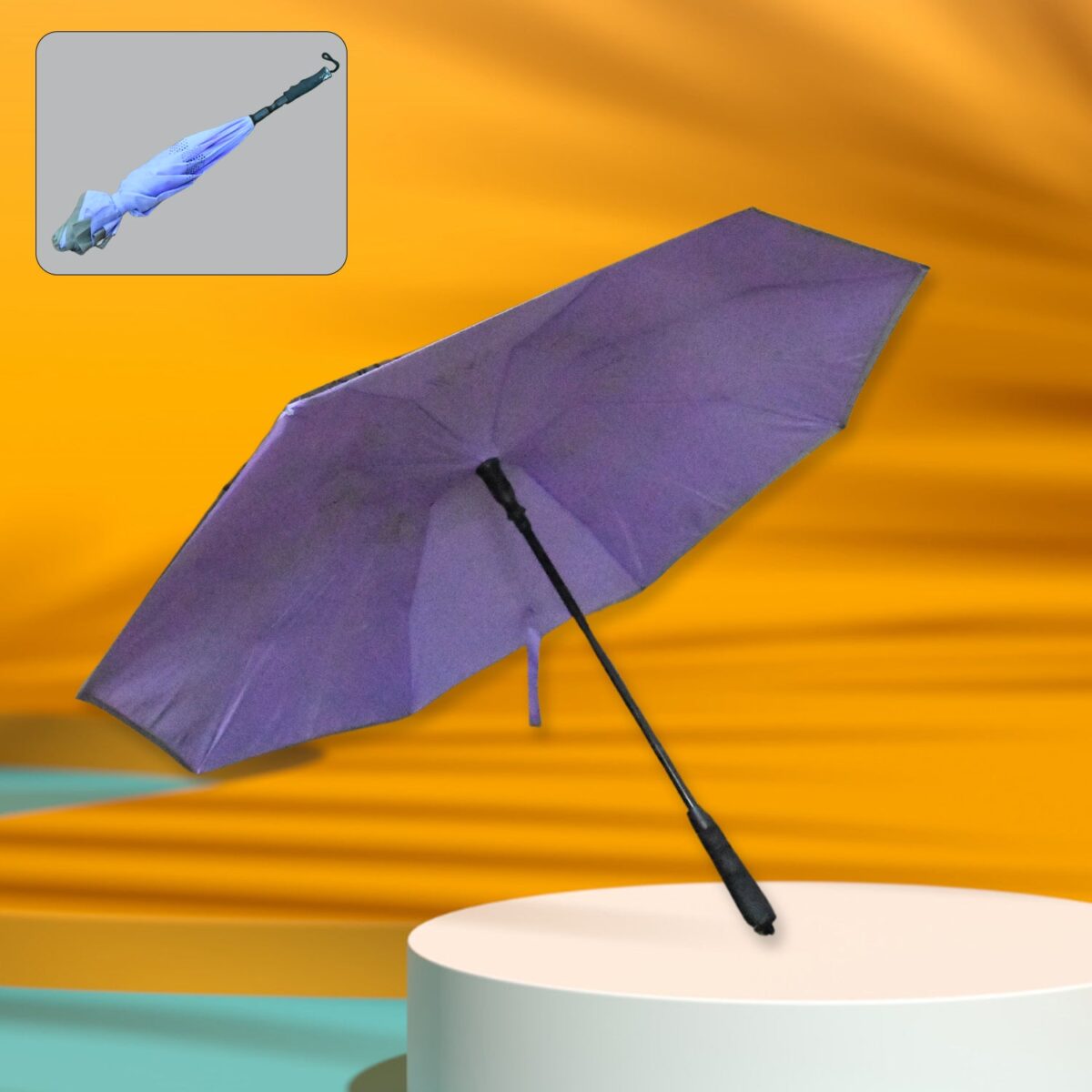 Travel Umbrella Windproof Umbrella Compact Folding Reverse Umbrella Unique Folding Umbrella (1 pc) - Image 1