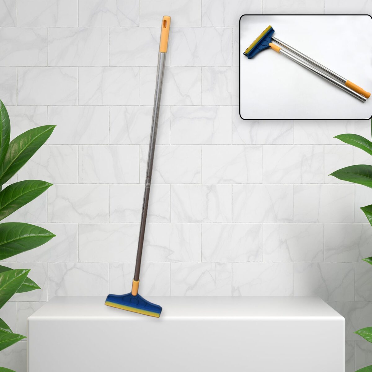 2 in 1 Cleaning Brush & Wiper , Long Handle Floor Brush, Rotatable Cleaning Brush for Bathroom, Kitchen, 120 Degree Triangular Rotating Brush Head with Wiper - Image 6